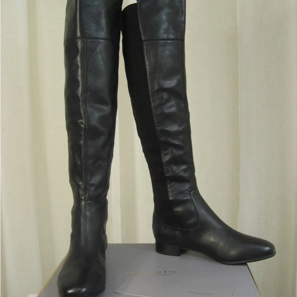 Louise et Cie Black Over-the-Knee Boots 'Andora' Black Leather 5050 Stretch S1